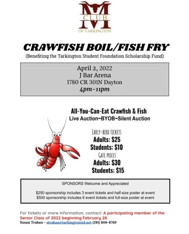 M Club Crawfish Boil/Fish Fry flyer