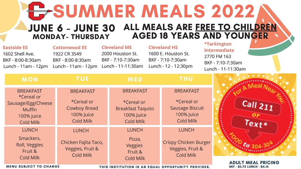 summer meals menu